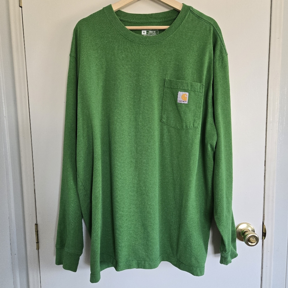 Carhartt Men's Green Pocket Tee XL Long Sleeve